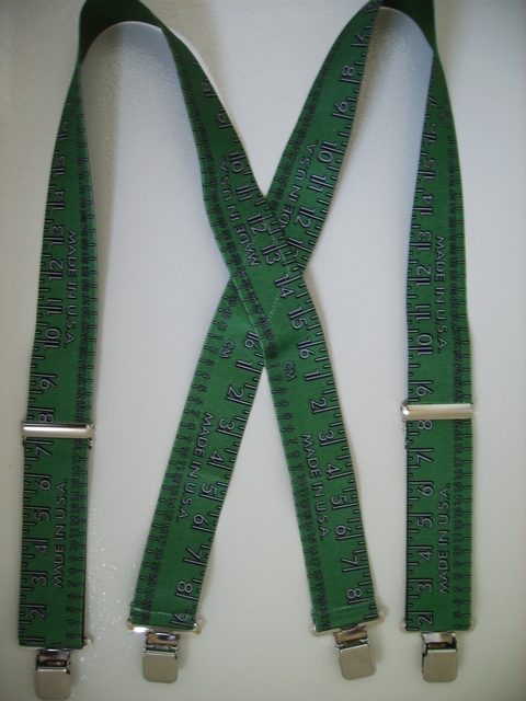 YARDSTICK GREEN WITH GREY 2"X48" Suspenders with 4 strong 1"x 1" Grips and 2 Length Adjusters in the front, all in NICKEL FINISH. Entirely Stretchable Cotton/Polyester Material. Entirely Stretchable Cotton/Polyester Material. UA250N48YGNG